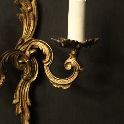 FRENCH PAIR OF GILDED ANTIQUE WALL LIGHTS - ADDITIONAL PHOTO 5
