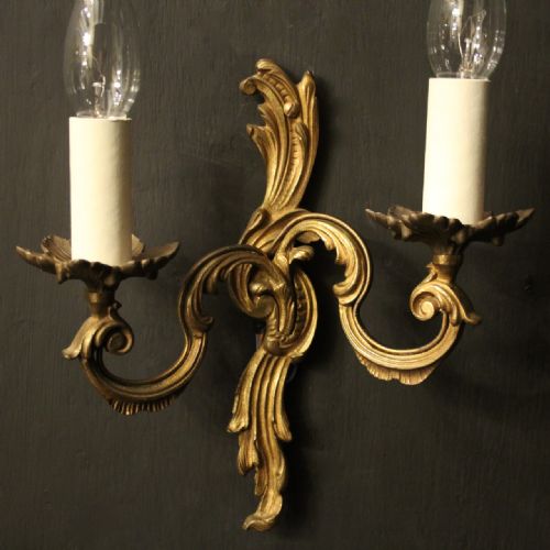 FRENCH PAIR OF GILDED ANTIQUE WALL LIGHTS - ADDITIONAL PHOTO 6