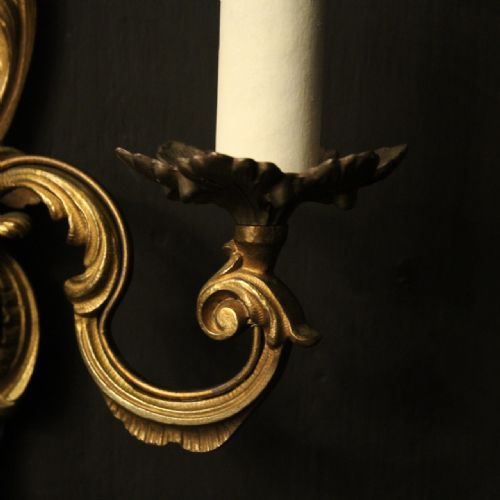 FRENCH PAIR OF GILDED ANTIQUE WALL LIGHTS - ADDITIONAL PHOTO 7