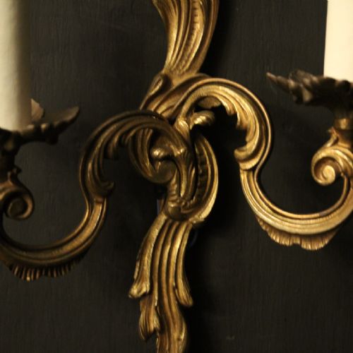 FRENCH PAIR OF GILDED ANTIQUE WALL LIGHTS - ADDITIONAL PHOTO 8
