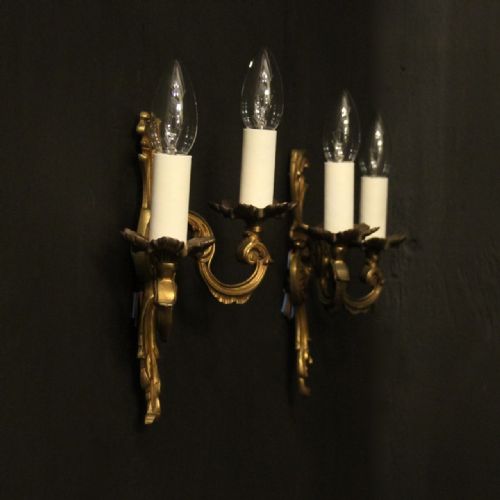 FRENCH PAIR OF GILDED ANTIQUE WALL LIGHTS - ADDITIONAL PHOTO 9
