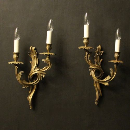 french pair of bronze antique wall sconces - CATEGORY: ANTIQUE LIGHTING - DATED 19TH CENTURY
