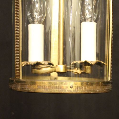 FRENCH SET OF 3 GILDED CONVEX ANTIQUE HALL LANTERNS - ADDITIONAL PHOTO 4