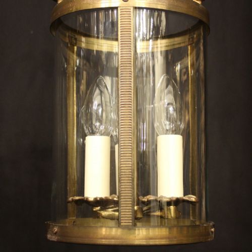 FRENCH SET OF 3 GILDED CONVEX ANTIQUE HALL LANTERNS - ADDITIONAL PHOTO 5