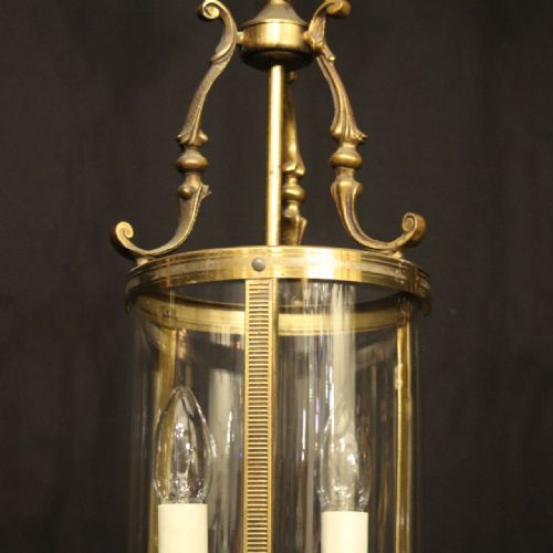 FRENCH SET OF 3 GILDED CONVEX ANTIQUE HALL LANTERNS - ADDITIONAL PHOTO 7