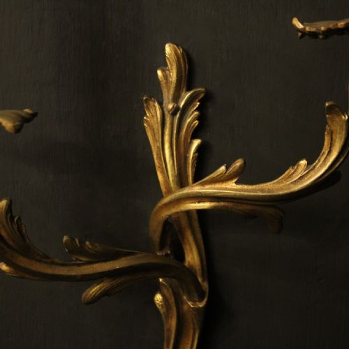 FRENCH PAIR OF GILDED BRASS ANTIQUE WALL LIGHTS - ADDITIONAL PHOTO 4