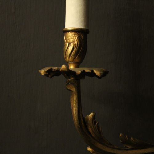 FRENCH PAIR OF GILDED BRASS ANTIQUE WALL LIGHTS - ADDITIONAL PHOTO 7