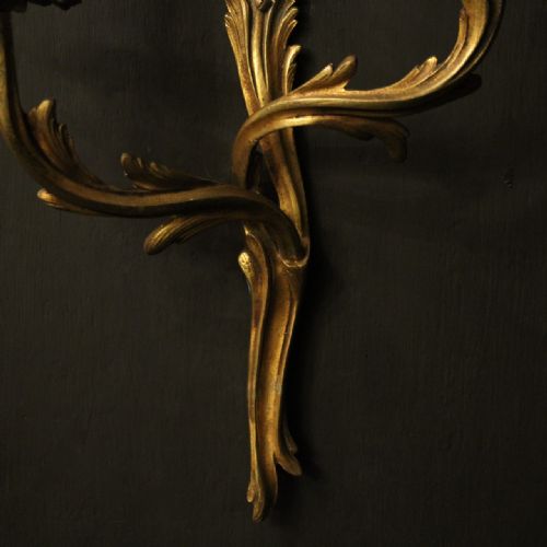 FRENCH PAIR OF GILDED BRASS ANTIQUE WALL LIGHTS - ADDITIONAL PHOTO 8