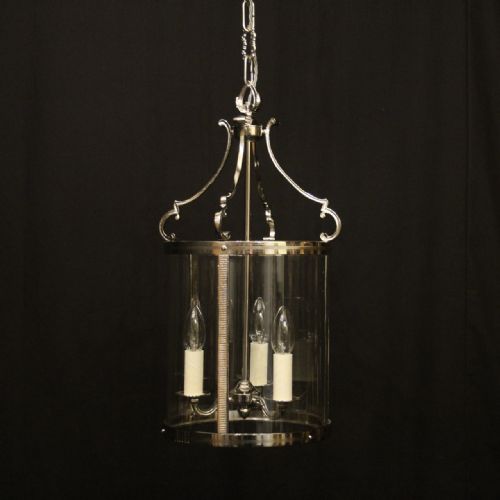 french renickel triple light antique convex lantern - CATEGORY: ANTIQUE LIGHTING - DATED 1920
