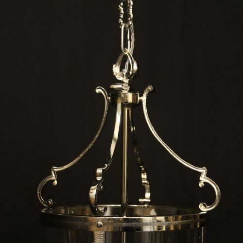 FRENCH RENICKEL TRIPLE LIGHT ANTIQUE CONVEX LANTERN - ADDITIONAL PHOTO 4
