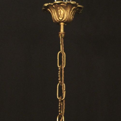 ITALIAN LARGE 18 LIGHT GILDED BRASS CRYSTAL ANTIQUE CHANDELIER - ADDITIONAL PHOTO 9