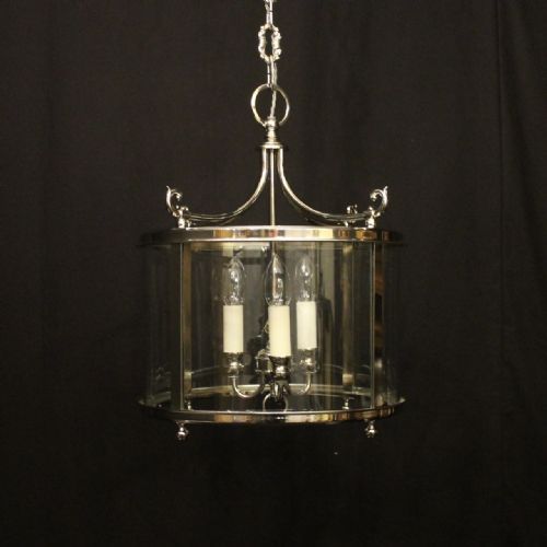 french renickel triple light convex lantern - CATEGORY: ANTIQUE LIGHTING - DATED 1930