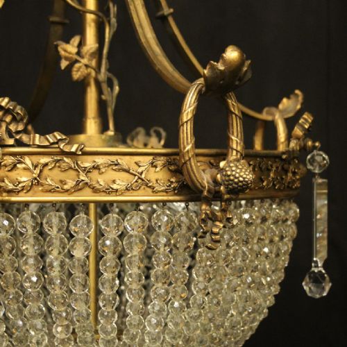 FRENCH 19TH C GILDED BRONZE 6 LIGHT ANTIQUE CHANDELIER - ADDITIONAL PHOTO 4