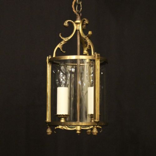 french gilded brass twin light antique lantern - CATEGORY: ANTIQUE LIGHTING - DATED 1920