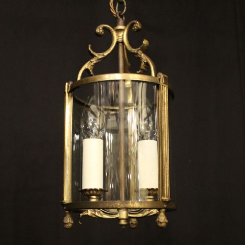FRENCH GILDED BRASS TWIN LIGHT ANTIQUE LANTERN - ADDITIONAL PHOTO 1
