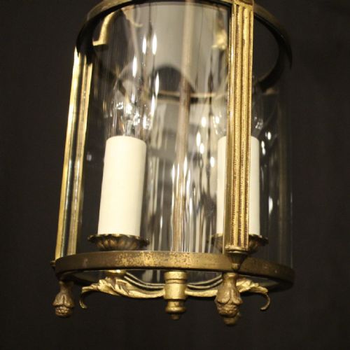 FRENCH GILDED BRASS TWIN LIGHT ANTIQUE LANTERN - ADDITIONAL PHOTO 2