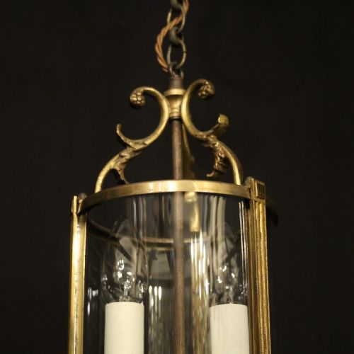 FRENCH GILDED BRASS TWIN LIGHT ANTIQUE LANTERN - ADDITIONAL PHOTO 3