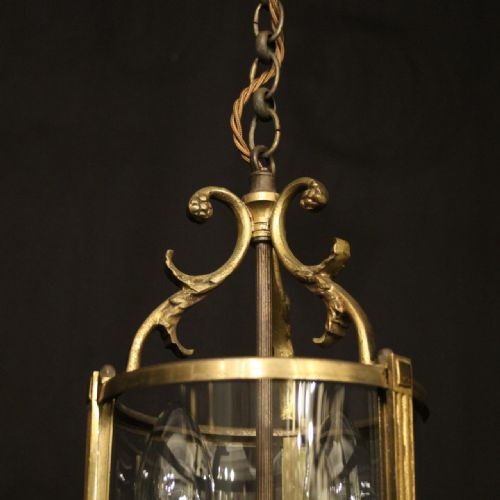 FRENCH GILDED BRASS TWIN LIGHT ANTIQUE LANTERN - ADDITIONAL PHOTO 4