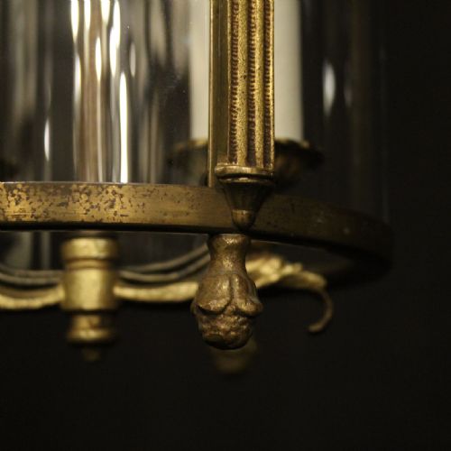 FRENCH GILDED BRASS TWIN LIGHT ANTIQUE LANTERN - ADDITIONAL PHOTO 5