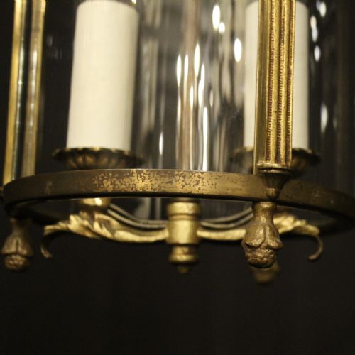 FRENCH GILDED BRASS TWIN LIGHT ANTIQUE LANTERN - ADDITIONAL PHOTO 7