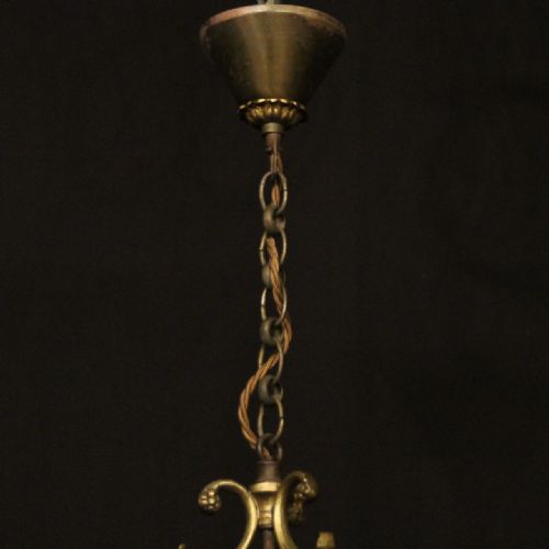 FRENCH GILDED BRASS TWIN LIGHT ANTIQUE LANTERN - ADDITIONAL PHOTO 9