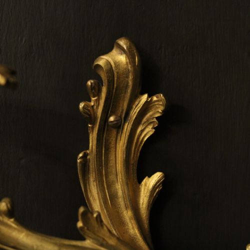 FRENCH 19TH C PAIR OF GILDED BRONZE ANTIQUE WALL SCONCES - ADDITIONAL PHOTO 4
