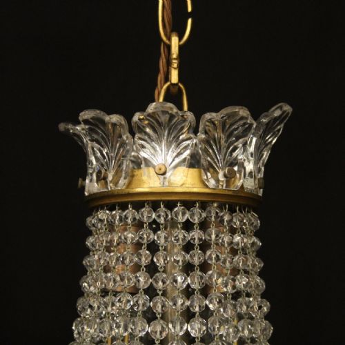 FRENCH SMALL TENT WATERFALL TRIPLE LIGHT ANTIQUE CHANDELIER - ADDITIONAL PHOTO 4