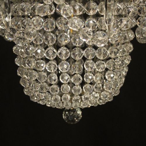 FRENCH SMALL TENT WATERFALL TRIPLE LIGHT ANTIQUE CHANDELIER - ADDITIONAL PHOTO 7