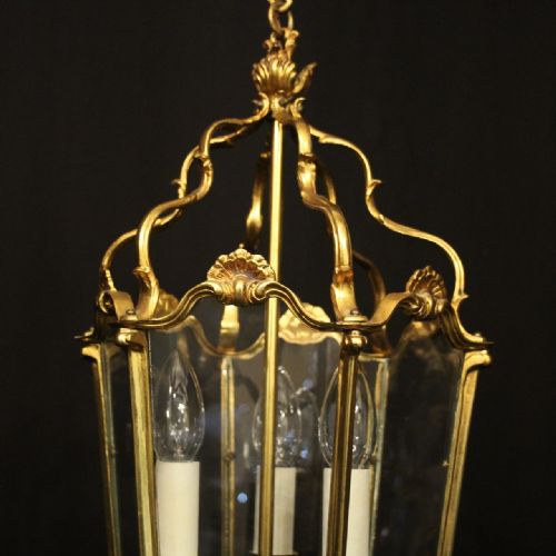 FRENCH GILDED BRONZE ANTIQUE HALL LANTERN - ADDITIONAL PHOTO 1