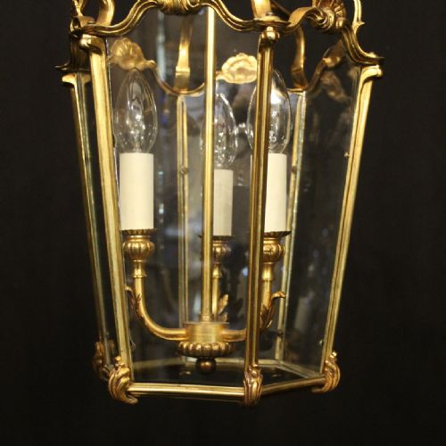 FRENCH GILDED BRONZE ANTIQUE HALL LANTERN - ADDITIONAL PHOTO 2