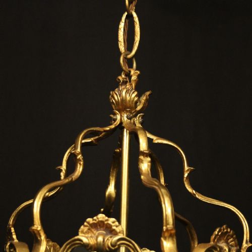 FRENCH GILDED BRONZE ANTIQUE HALL LANTERN - ADDITIONAL PHOTO 7
