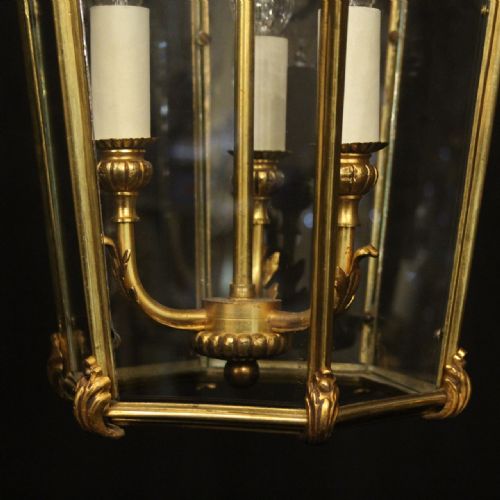 FRENCH GILDED BRONZE ANTIQUE HALL LANTERN - ADDITIONAL PHOTO 8