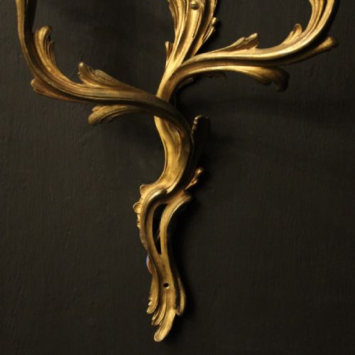 FRENCH PAIR OF GILDED BRONZE ANTIQUE WALL SCONCES - ADDITIONAL PHOTO 7