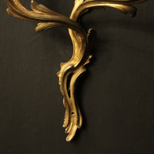 FRENCH PAIR OF GILDED BRONZE ANTIQUE WALL SCONCES - ADDITIONAL PHOTO 8