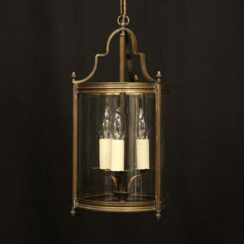 french brass antique convex hall lantern - CATEGORY: ANTIQUE LIGHTING - DATED 1920