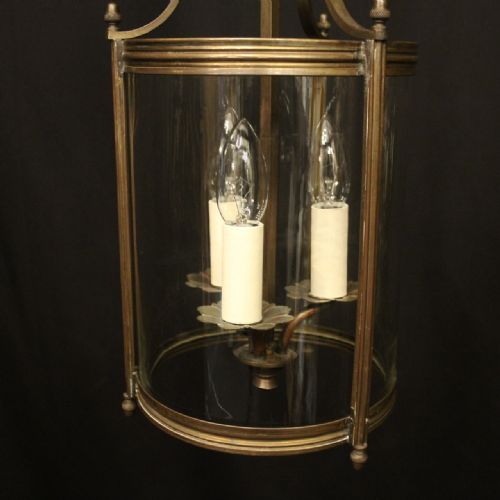 FRENCH BRASS ANTIQUE CONVEX HALL LANTERN - ADDITIONAL PHOTO 1