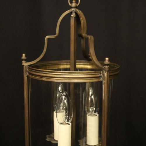 FRENCH BRASS ANTIQUE CONVEX HALL LANTERN - ADDITIONAL PHOTO 2