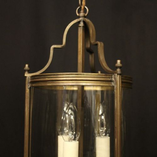 FRENCH BRASS ANTIQUE CONVEX HALL LANTERN - ADDITIONAL PHOTO 3