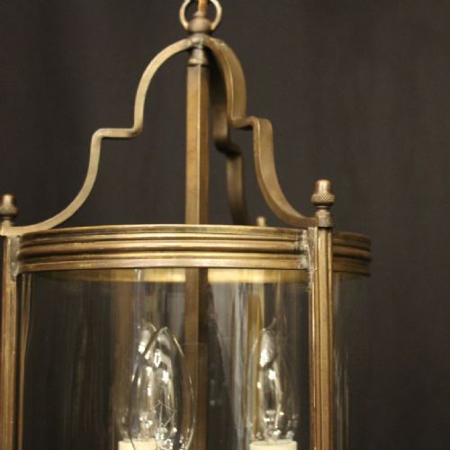 FRENCH BRASS ANTIQUE CONVEX HALL LANTERN - ADDITIONAL PHOTO 4