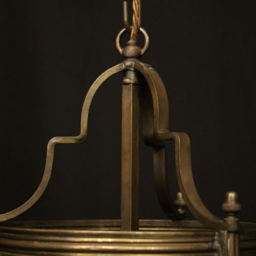FRENCH BRASS ANTIQUE CONVEX HALL LANTERN - ADDITIONAL PHOTO 5