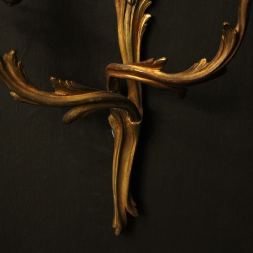 FRENCH PAIR OF GILDED BRASS ANTIQUE WALL LIGHTS - ADDITIONAL PHOTO 6
