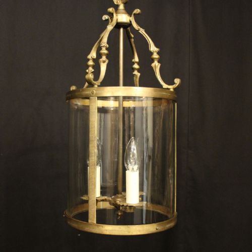 FRENCH GILDED BRASS TRIPLE LIGHT ANTIQUE LANTERN - ADDITIONAL PHOTO 1