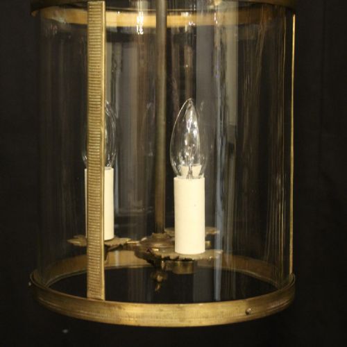 FRENCH GILDED BRASS TRIPLE LIGHT ANTIQUE LANTERN - ADDITIONAL PHOTO 5
