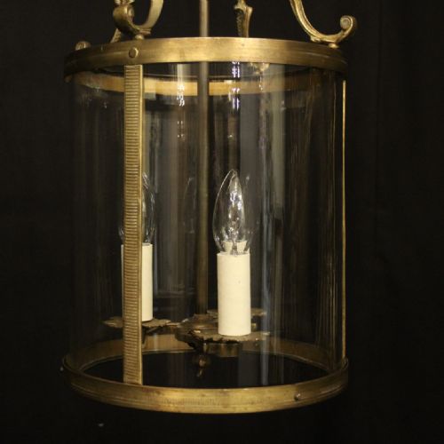 FRENCH GILDED BRASS TRIPLE LIGHT ANTIQUE LANTERN - ADDITIONAL PHOTO 6