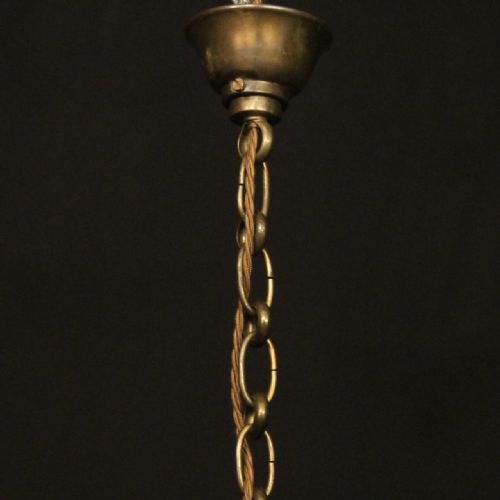 FRENCH GILDED BRASS TRIPLE LIGHT ANTIQUE LANTERN - ADDITIONAL PHOTO 9