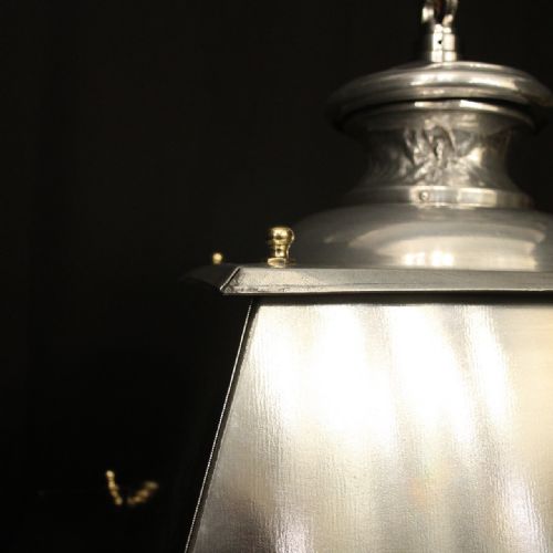 LARGE OVERSIZED FRENCH STEEL BRASS 4 LIGHT LANTERN - ADDITIONAL PHOTO 4