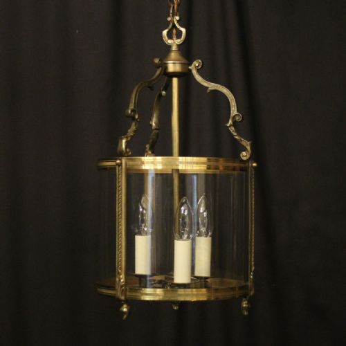 french gilded bronze antique convex hall lantern - CATEGORY: ANTIQUE LIGHTING - DATED 1920