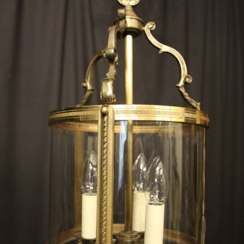 FRENCH GILDED BRONZE ANTIQUE CONVEX HALL LANTERN - ADDITIONAL PHOTO 3