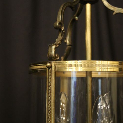 FRENCH GILDED BRONZE ANTIQUE CONVEX HALL LANTERN - ADDITIONAL PHOTO 7