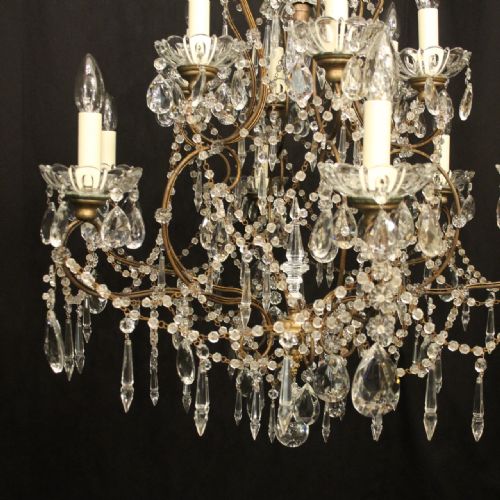 FRENCH GILDED 13 LIGHT ANTIQUE CAGE ANTIQUE CHANDELIER - ADDITIONAL PHOTO 1